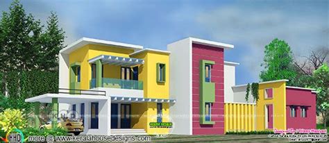2110 Square Feet 4 Bedroom Flat Roof Contemporary Home Kerala Home