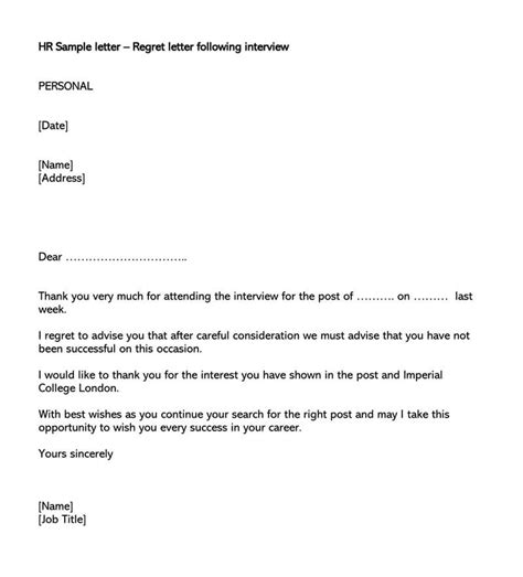 Letter Of Regret Unable To Attend 9 Rejection Letter Samples Writing