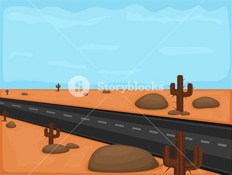 Desert Road Vector Drawing Royalty Free Stock Image Storyblocks