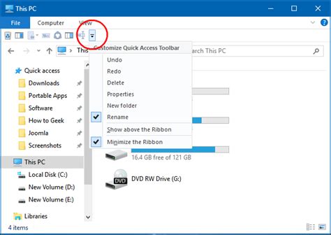 How To Customize File Explorers Quick Access Toolbar In Windows 10