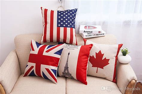 Wholesale National Flags Pillow Case Pattern Cushions American British