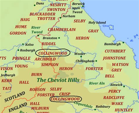 Surnames Charlton Collingwood Carr Englands North East