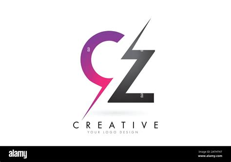 Logotipo De Letra Cz C Z Con Diseño De Bloque De Color Y Corte Creativo