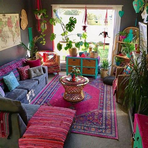 A Living Room Filled With Lots Of Colorful Furniture And Plants On Top