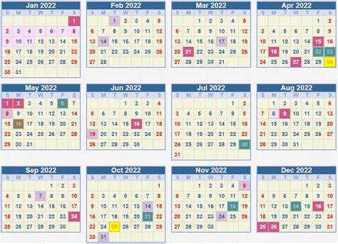 2022 Calendar Sa Printable
