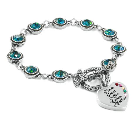 Personalized Childrens Birthstone Bracelet For Mom With Engraved Names