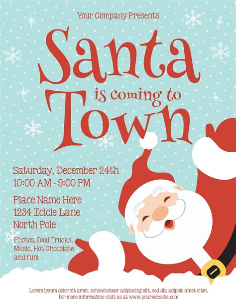 Santa Clause Flyer Template Christmas Flyer Template Etsy Christmas
