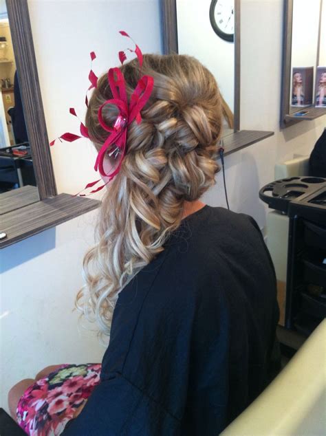 Then, gently lift them up and wrap them around the top of your head. Wedding guest hair, updo, fascinator, long hair ...