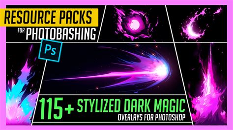 Artstation Photobash 115 Stylized Dark Magic Overlay Effects
