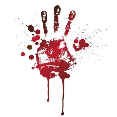 Bloody Handprint Horror Dirty Scary Blood Vector Background Stock