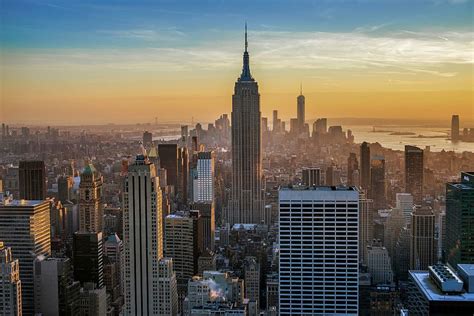 New York Sunset City And Urban Empire State Nyc Sunset Usa Office