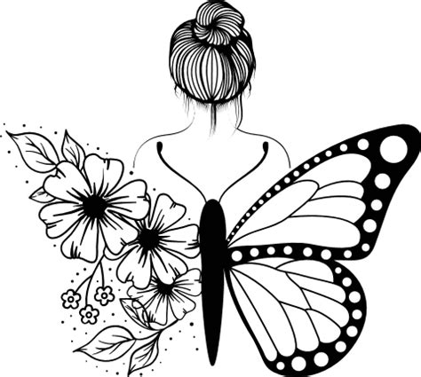 A girl with floral butterfly wings clipart image free svg file - SVG Heart