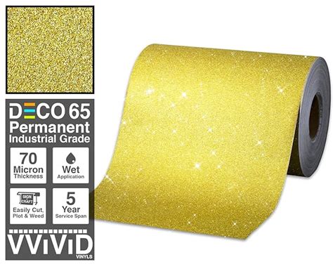 Vvivid Glitter Gold Deco65 Permanent Adhesive Craft Vinyl Roll For