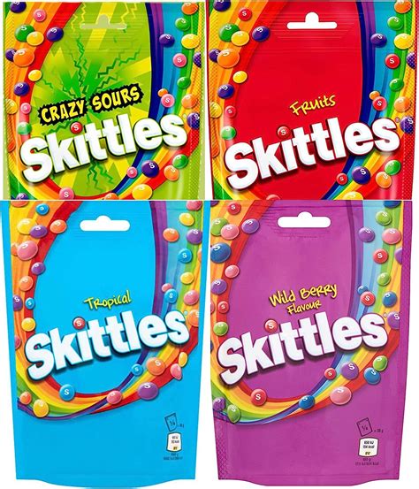Skittles Sweets 4 Pack 4 Flavours Crazy Sours Fruits Wild Berry