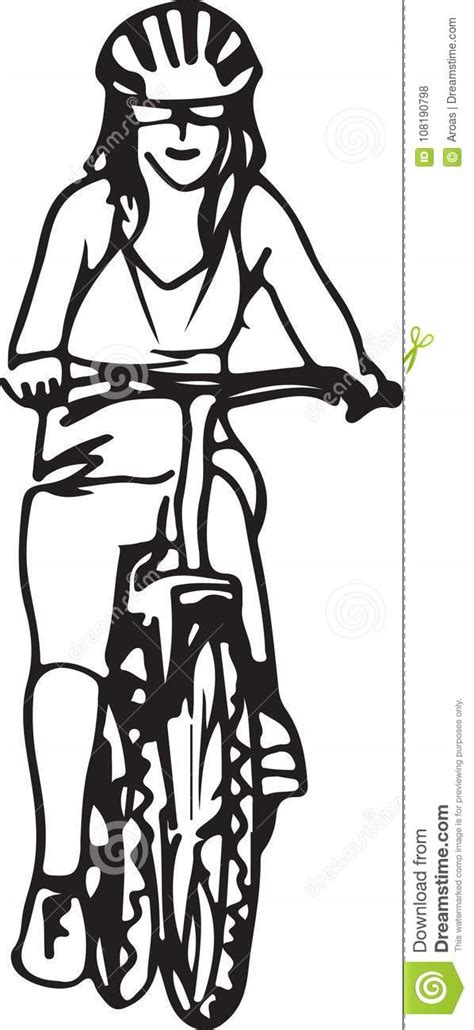 Abstract Illustration Of Woman Taking A Ride On A Bicicle Stock Vector