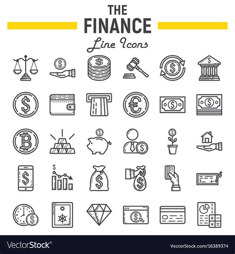 Finance Line Icon Set Business Symbols Collection Vector Image