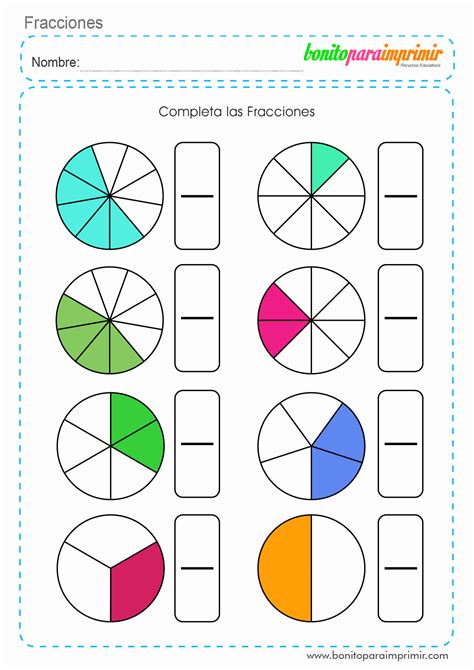 Fracciones Bonito Para Imprimir