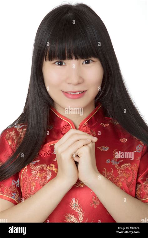 Beautiful Chinese Woman Wearing A Traditional Dress Known As A