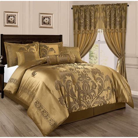 Chezmoi Collection Royale 7 Piece Jacquard Floral Comforter Set