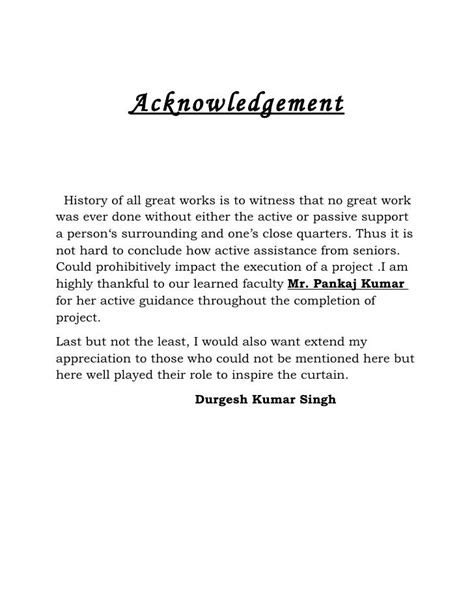 Sample Acknowledgement For Research Project