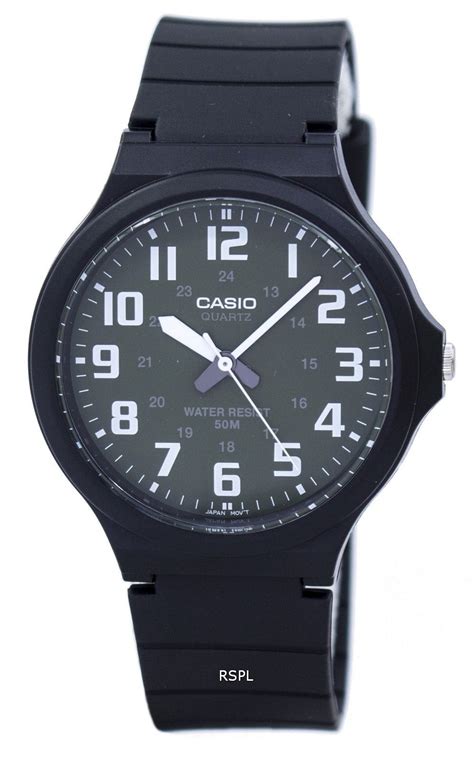 Casio Mens Super Easy Reader Watch Blackgreen Dial Mw240 3bv