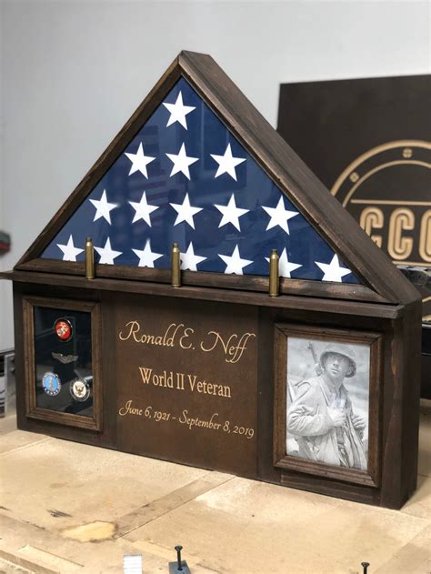 Custom Flag Display Case With 3 Shell Casing Displays Folded Etsy