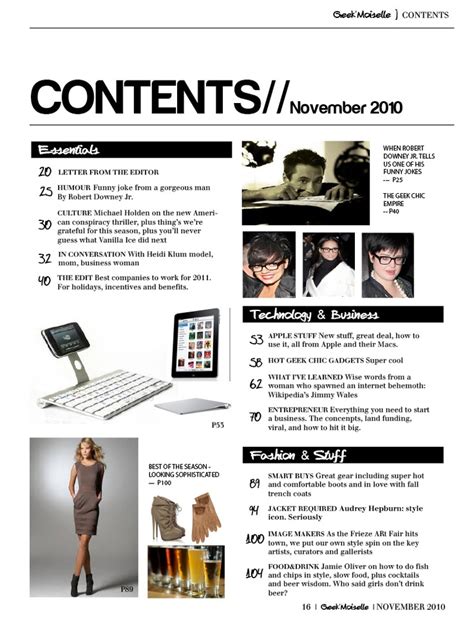 Magazine Contents Page Layout Index Pinterest