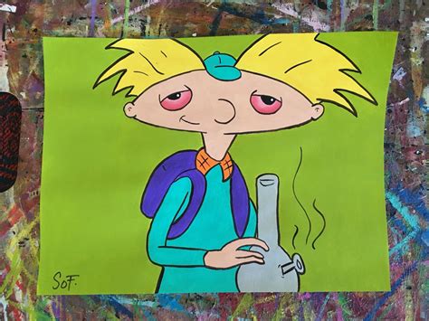 Hey Arnold Acrylic On Paper 9 X 12 Cute Canvas Paintings Mini