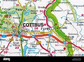 Cottbus map city map road map Stock Photo - Alamy