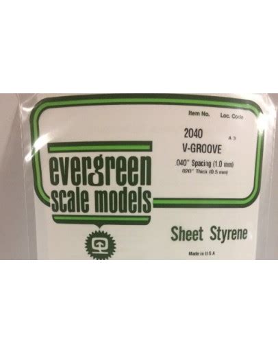 Evergreen Plastic Materials 2040 Opaque White Polystyrene Sheet V Groove 040 Spacing