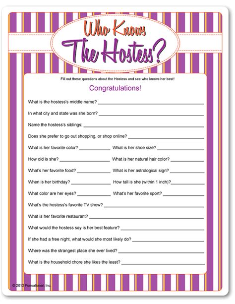 Printable Who Knows The Hostess Passion Party Ideas Pure Romance