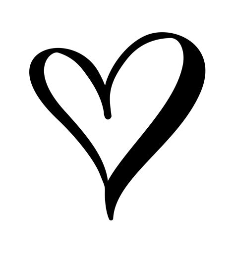 Hand Drawn Heart Love Sign Romantic Calligraphy Vector Illustration