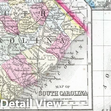 Historic Map 1865 County Map Of North Carolina Map Of South Carolina