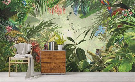 3d Watercolor Tropical Jungle Wall Mural Wallpaper 21 Buy Wall Art