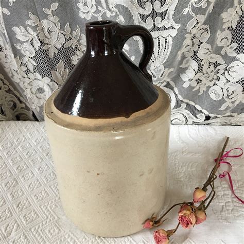 Antique Brown Jug With Handle Brown And Beige Pottery Jug Etsy