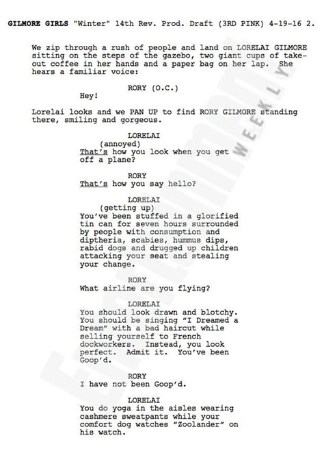 Gilmore Girls See The First Page Of The Reboot Script Gilmore Girls Gilmore Girls Netflix