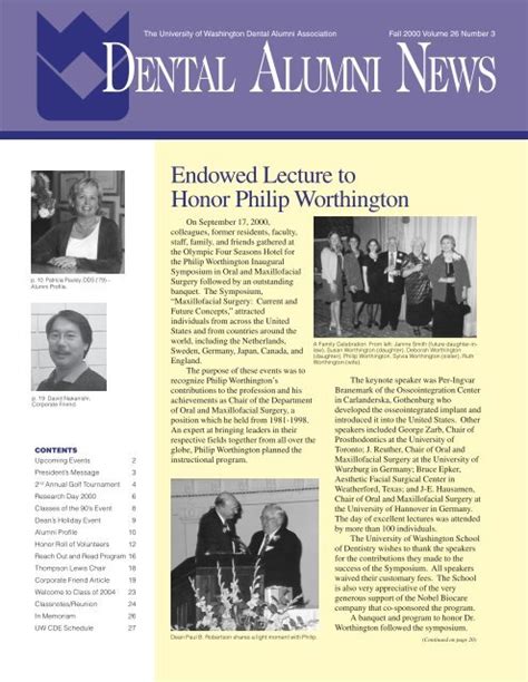 Dental Alumni News University Of Washington School Of Dentistry