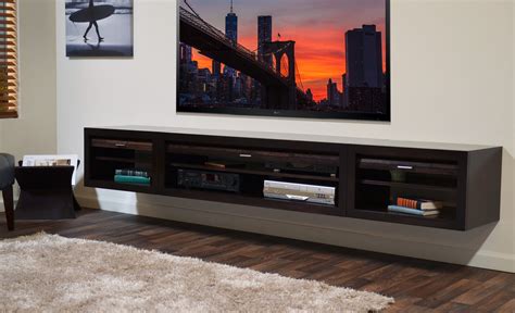 Rectangle Black Solid Wood Floating Entertainment Shelves Under Wall M