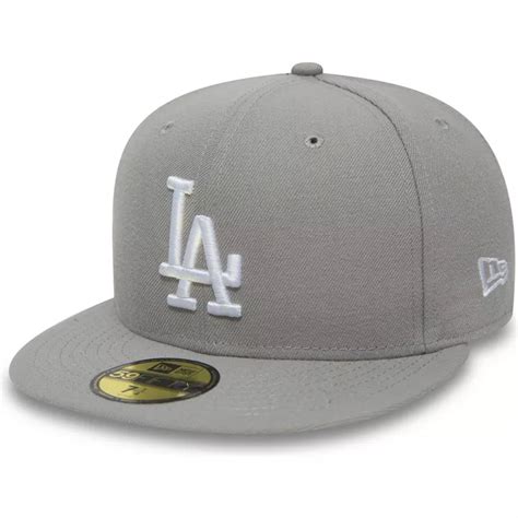 New Era Flat Brim 59fifty Essential Los Angeles Dodgers Mlb Grey Fitted