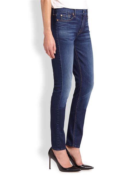 For All Mankind Slim Illusion Skinny Jeans In Blue Geneva Blue Lyst