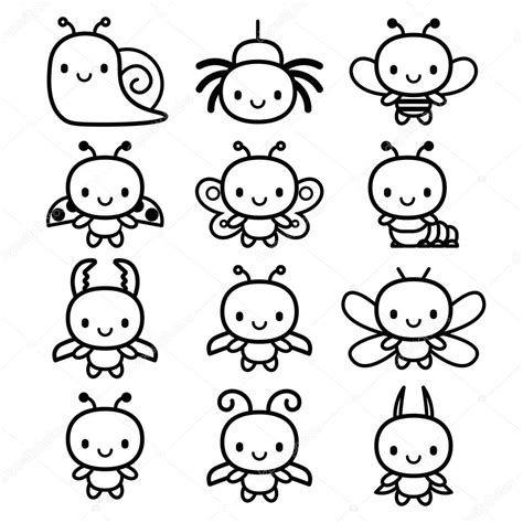 Set Of Cartoon Cute Bugs Isolated Stock Vector By ©aratehortua 117512362