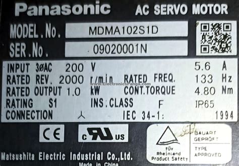 Panasonic 1kw 1000w Mdma102s1d Ac Servo Motor Sm331 Star International