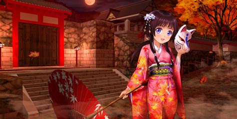 Wallpaper Anime Girls Red Original Characters Kimono Traditional