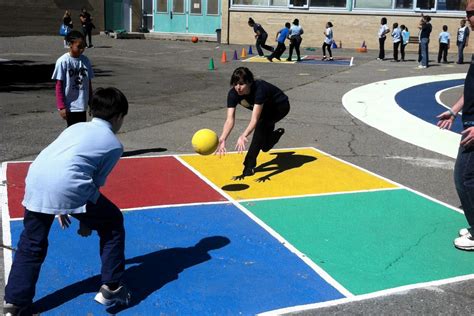 Four Square Colors Playground Games Elementary School Playground