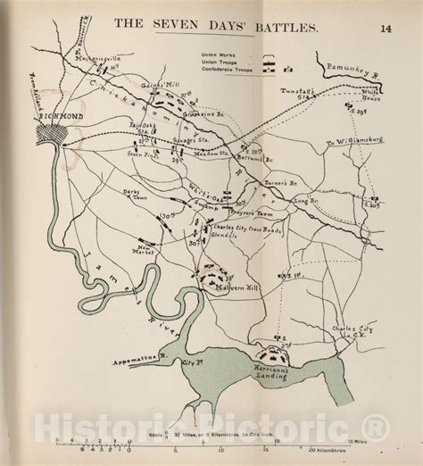 Historic 1910 Map The American Civil War Maps Seven Days Battles