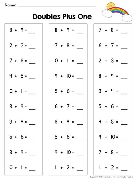 First Grade Math Facts Worksheet