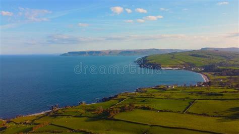 The Beautiful Causeway Coast In Northern Ireland Aerial View Stock