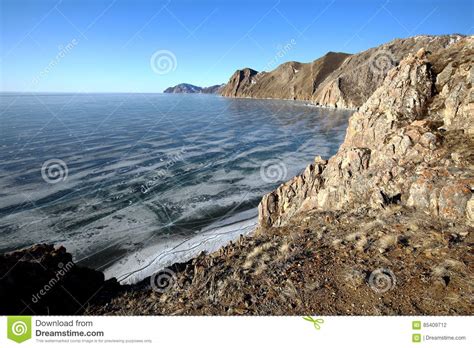 Rocky Shore Of Lake Baikal In Winter Stock Photo Image Of Desert