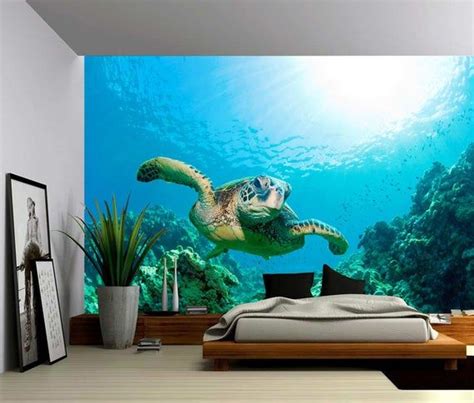 Sea Turtle Underwater World Large Wall Mural Self Adhesive Etsy