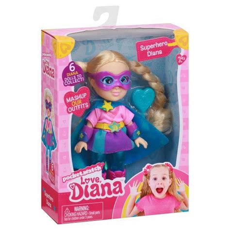Love Diana Superhero Diana 6 Doll And Brush Pocket Watch